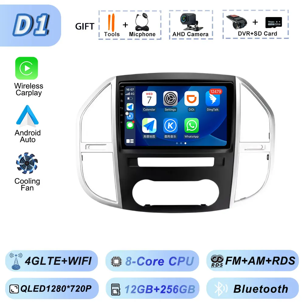 Android Auto WIFI Autoraido Intelligente Systemen DVD Autoradio Head Unit Draadloos Voor Mercedes Benz Vito 3 W447 2014-2020 CarPlay