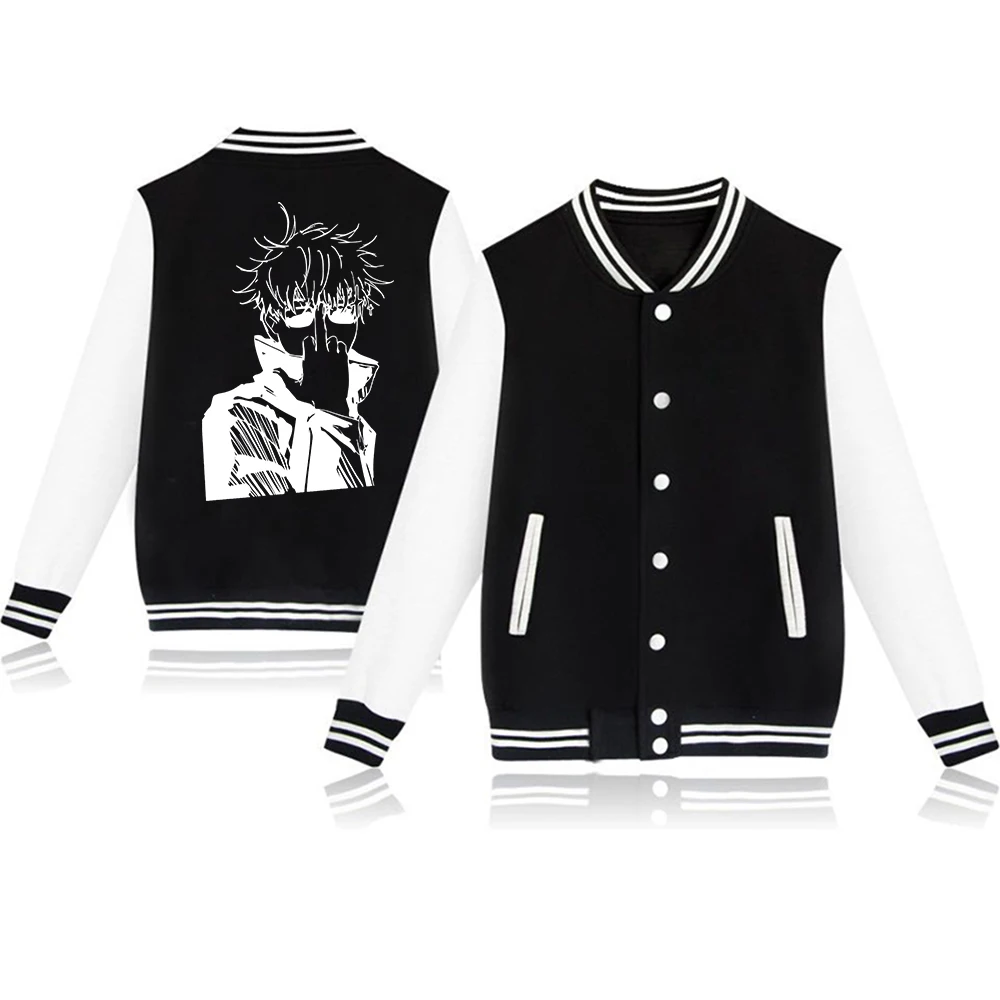 

Gojo Satoru Simple Line Graffiti Color Blocked Sleeved Baseball Jacket Classic Style