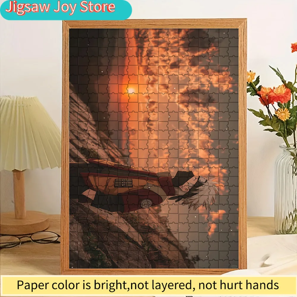 

Пазл из бумаги с изображением Какаши Хатаке из аниме «Наруто» на фоне заката на утёсе, высококачественная печать, гладкие детали без заусенцев, идеально подходит для отдыха.