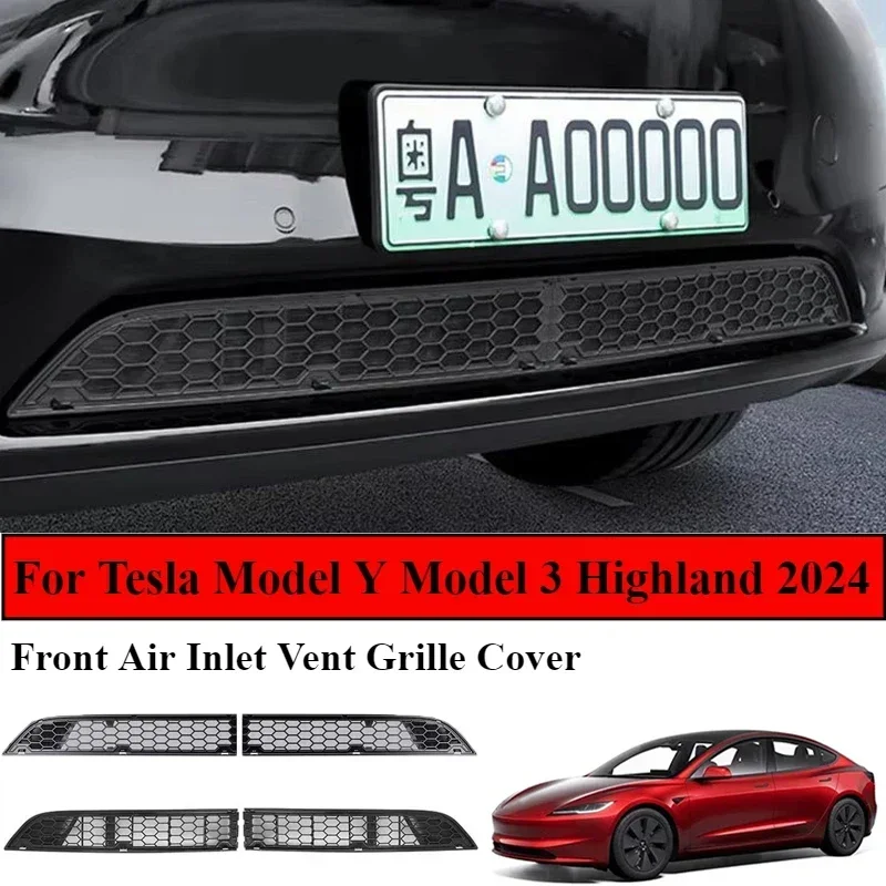 

For Tesla Model Y Model 3 Highland 2024 Front Lower Bumper Anti Insect Net Anti Dust Proof Inner Vent Grille Cover Insect-proof