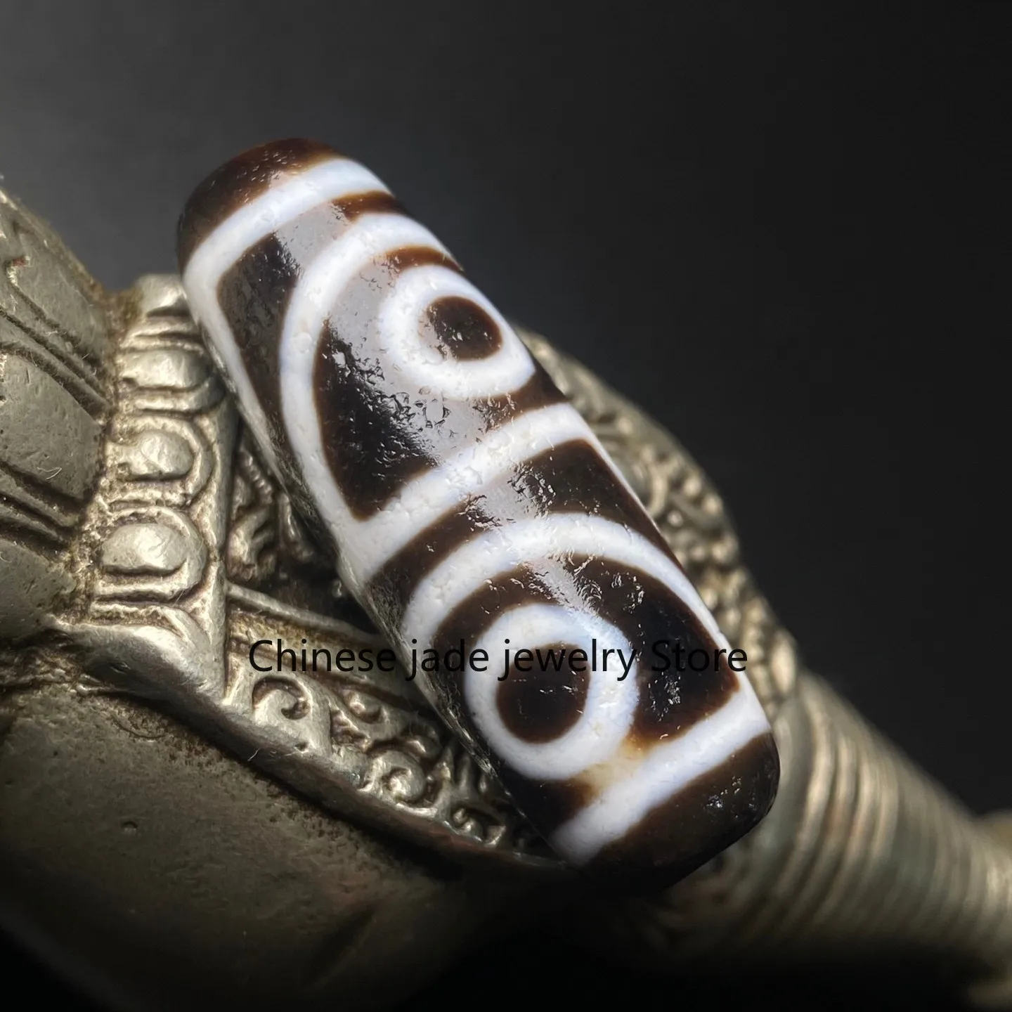 Rare Tibetan Buddhism Agate 4 Eyes Totem Dzi Bead Amulet Necklace Pendant Z3685