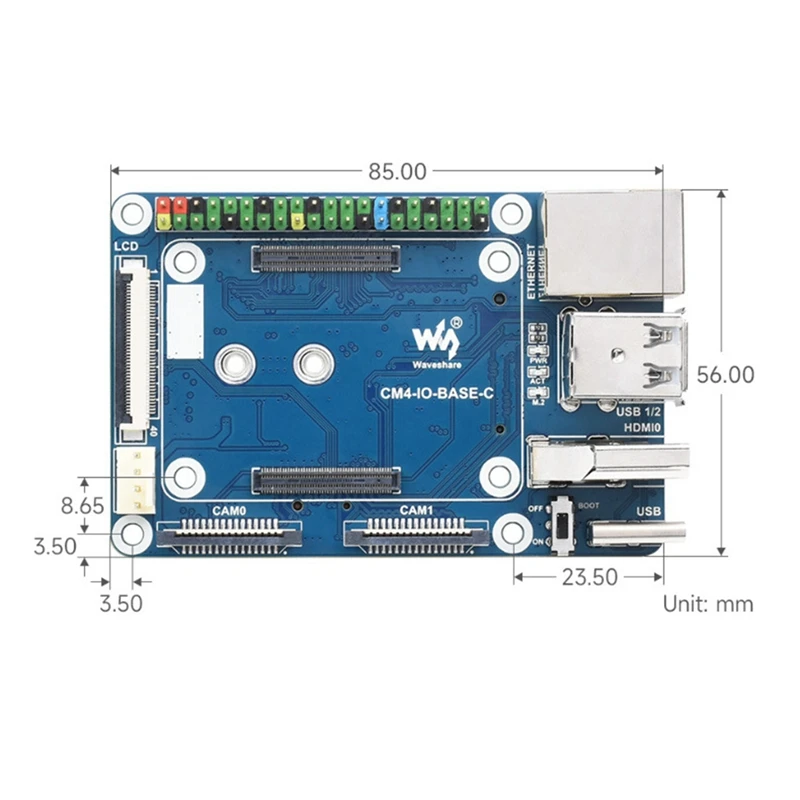 Imagem -06 - Waveshare-placa de Expansão para Raspberry pi Cm4 Cm4-io-base-c Compute Module Core Board Base Plate