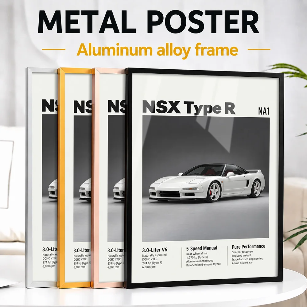 Japanese NSX Type R NA1 Championship White Sports Car Framed Metal Poster Personalized Garage Legacy Wall Art Ideal For Workshop