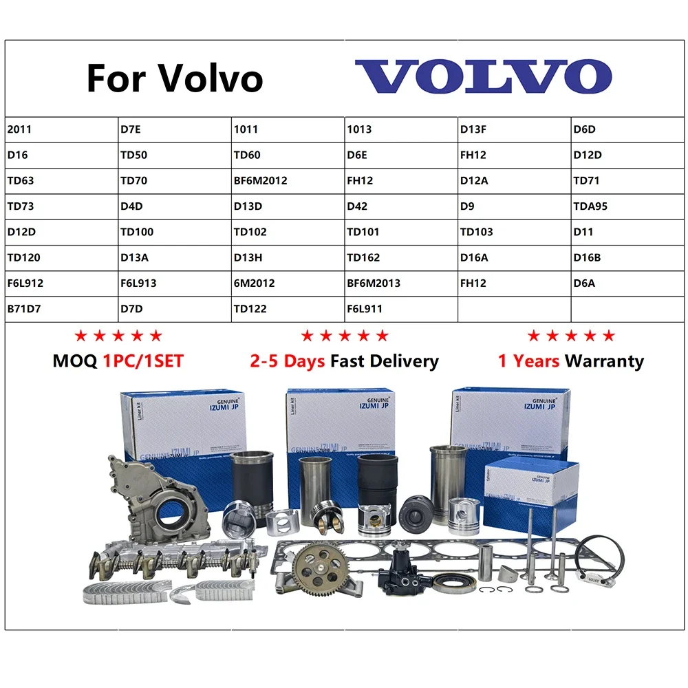 For Volvo Truck D12D Cylinder Liner Piston Kit 20480098 20451076 20820363 Machinery Diesel Engines Repair Set