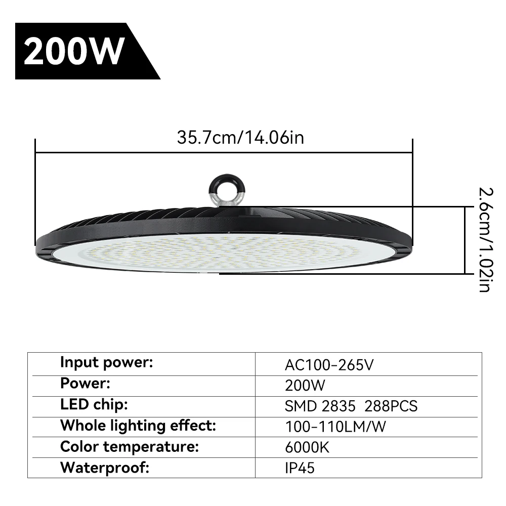 UFO High Bay Light 200W Super Bright LED Industrial Lighting Commercial Market Warehouse Garage Industrial Lighting For Garage G