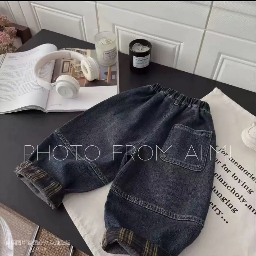 RAISE 2026 Autumn Children Boys Jeans Winter 1-8Yrs Kids Boys Thicken Warm Denim Pants Loose Handsome Toddler Boys Straight Pant