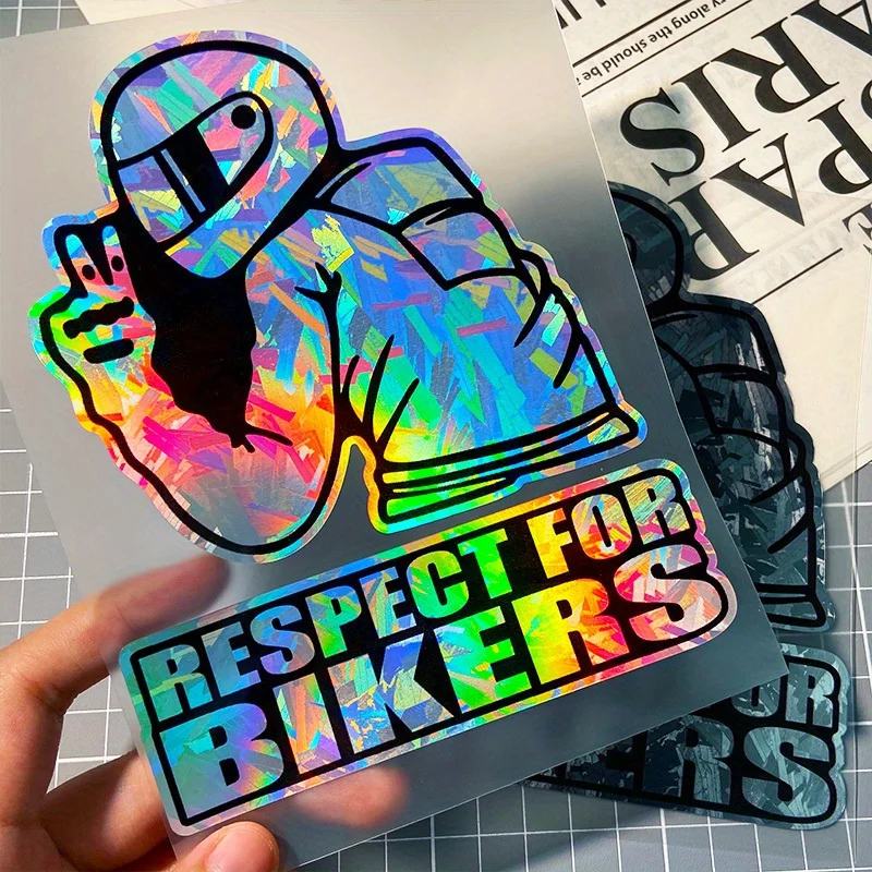 Autocollant en vinyle imperméable avec lettres RESPECT FOR BIKERS, pour carénage avant de moto, pare-chocs arrière de voiture, décoration de scooter électrique, 1 pièce