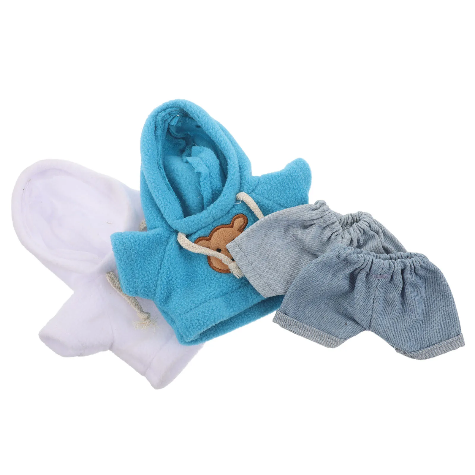 Conjunto de ropa de oso con capucha, pantalones vaqueros de 20Cm, animales de peluche, cómodo Kit de ropa de oso de algodón, 4 Uds.