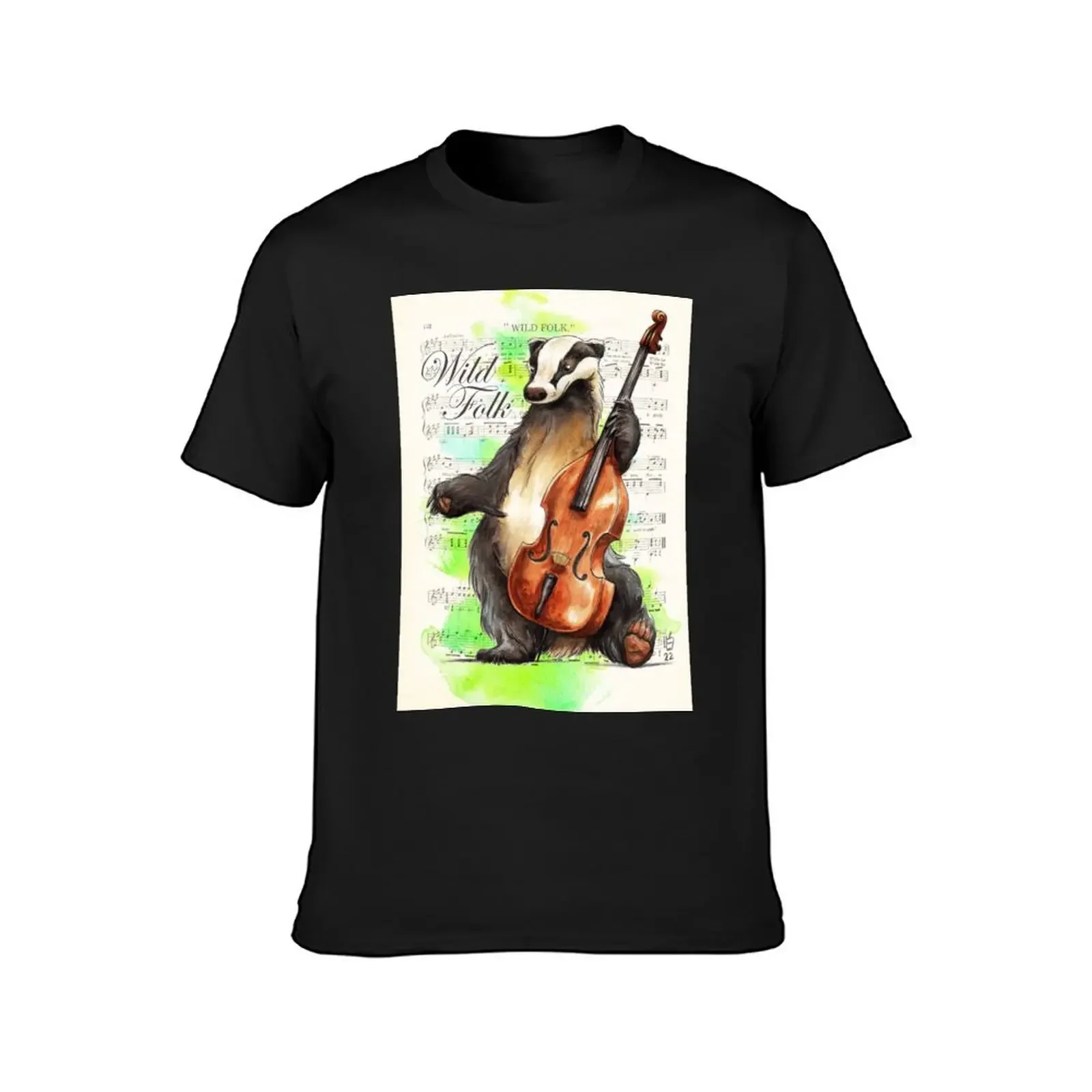 Wild Folk - Badger on Bass T-shirt oversized boys animal print mens big and tall t shirts