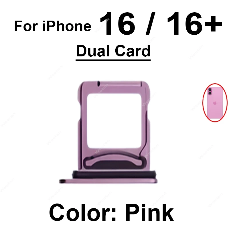 For iPhone 16 16 Plus Single Dual SIM Card Tray Dual Single SIM Card Tray Holder SIM Card Reader Slot Replacement Parts