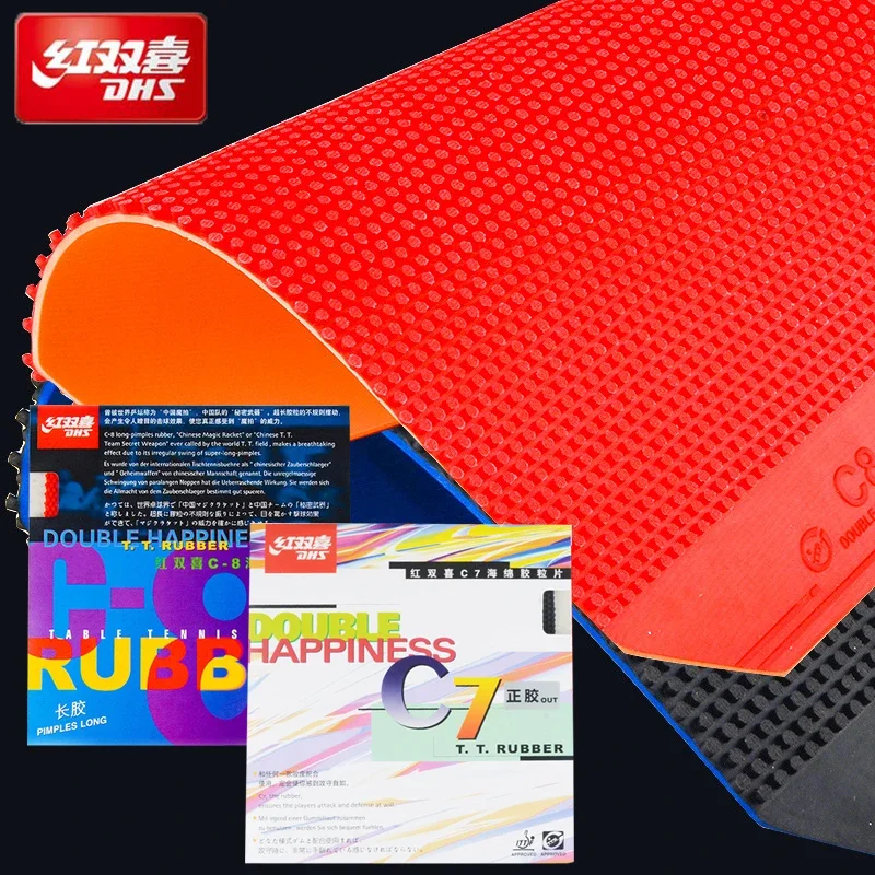 DHS C7 Defense Table Tennis Rubber Sheet Pips-Out Loop and Spin DHS C8 Pips-Long Ping Pong Rubber for Training ITTF Approved