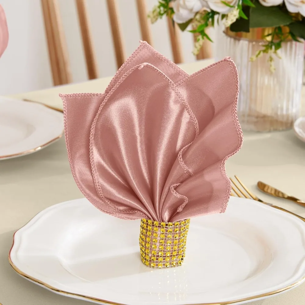 10pcs Romantic 30x30cm Satin Napkin Soft Washable Dinner Napkins Reusable Table Napkins Event