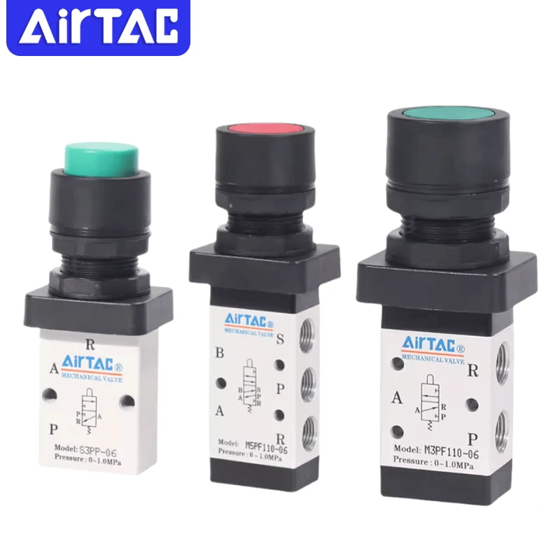 

Airtac S3PP-06 S3PF-M5/06/08 Air Pneumatic Control Valves (3/2Way) Convex button Manual Mechanical Valve