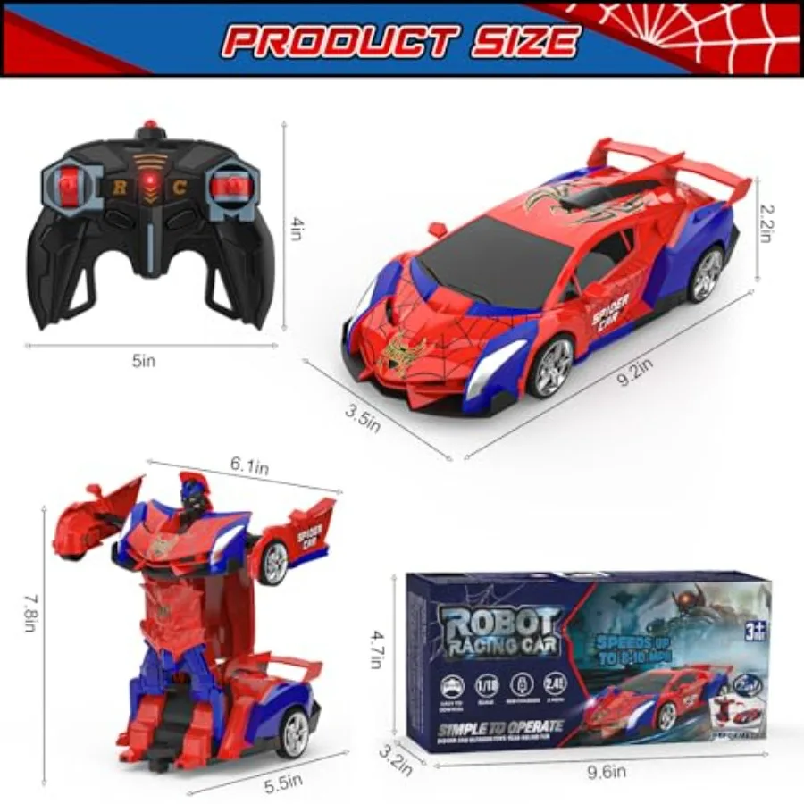 Transform Rc Cars for Boys 4-7 8-12, 2.4Ghz Remote Control Car 1:18 Scale Transforming Robot, One-Button Deformation 0° Rotatio view 6