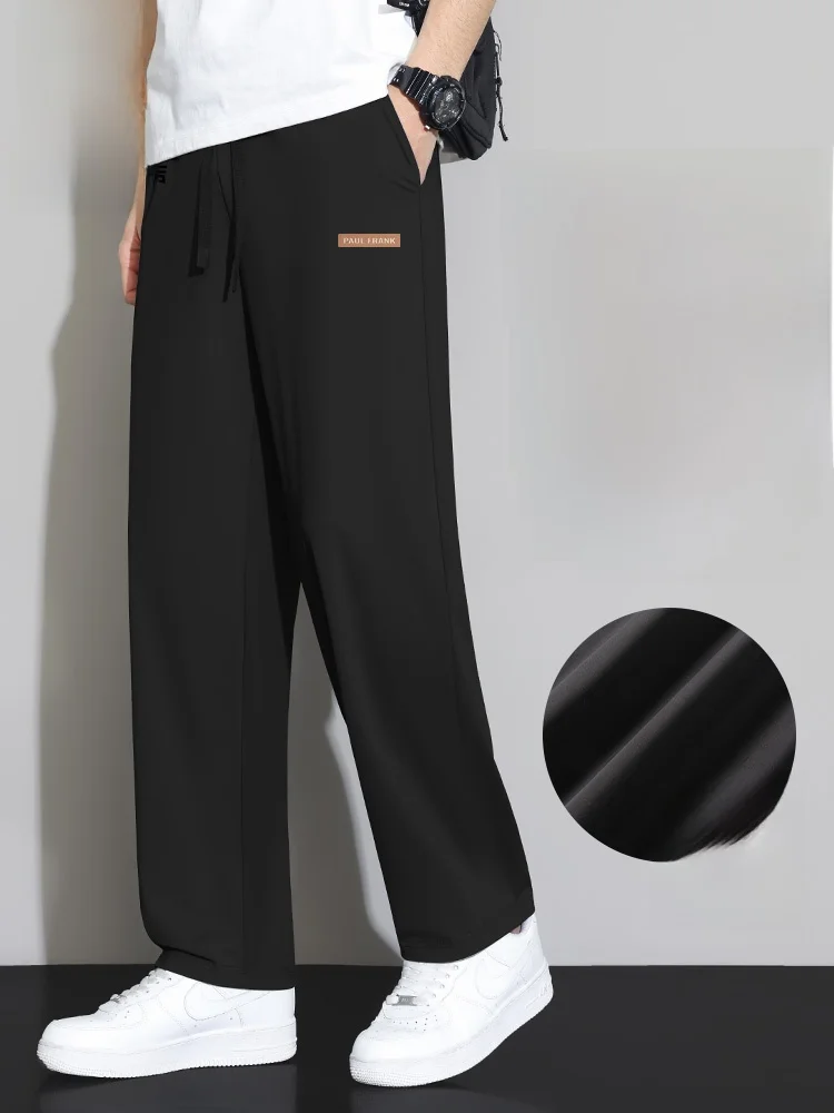 

Ice Silk Men's Summer Thin Straight Leg Nine Points Loose Drape Casual Pants Comfortable Breathable Straight Tube ...