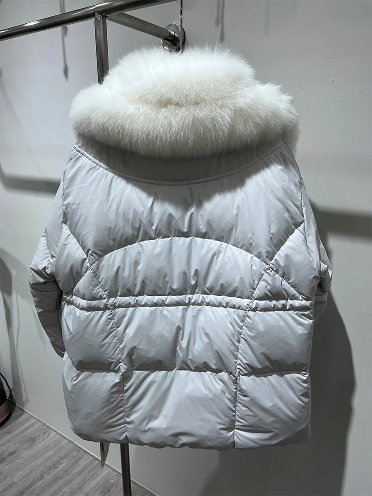 2025年新作 レディース 冬用 グースダウンコート 本物のフォックスファー襟付きジャケット 天然フォックスファー使用 レディースパーカー