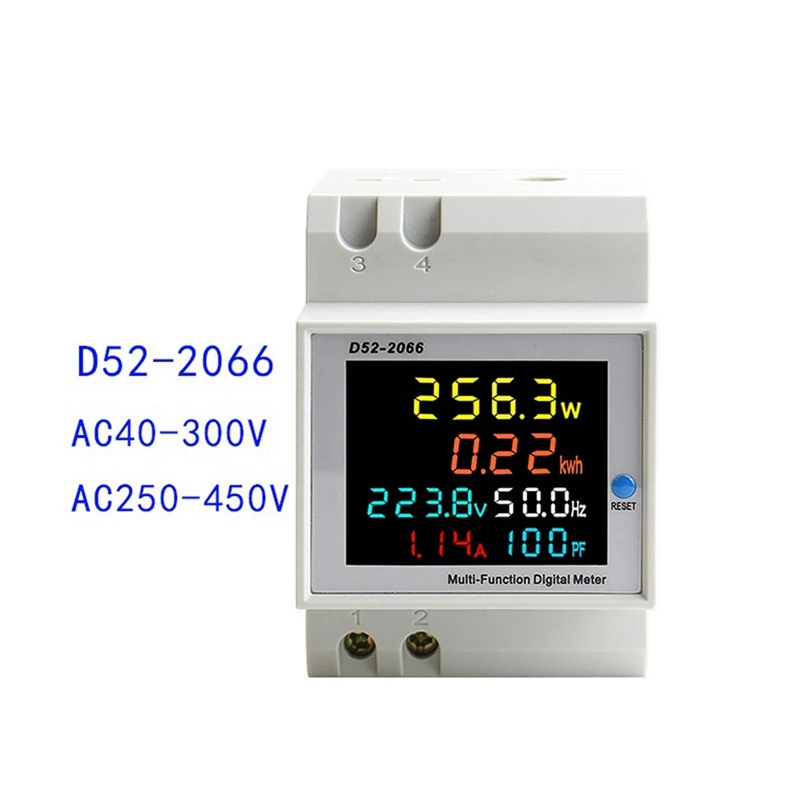 4X Din Rail AC Monitor 6IN1 250-450V 100A Voltage Current Power Factor Active KWH Electric Energy Frequency Meter VOLT