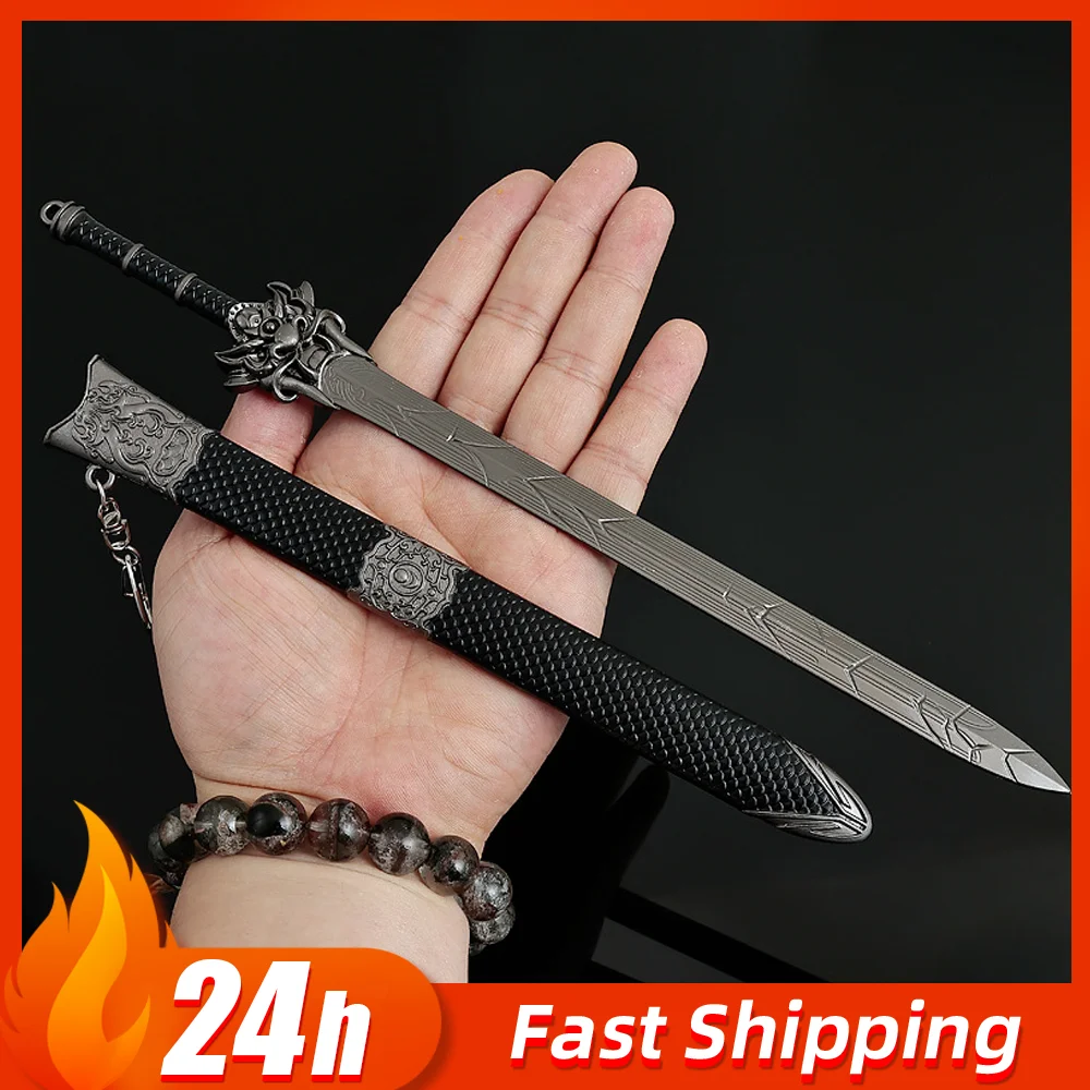 28 centimetri Cinese Antico Arma Nilin Spade Modello con Guaina Tutto In Metallo Artigianato Arma Ornamento Giocattoli All'aperto Katana Collezioni Regalo