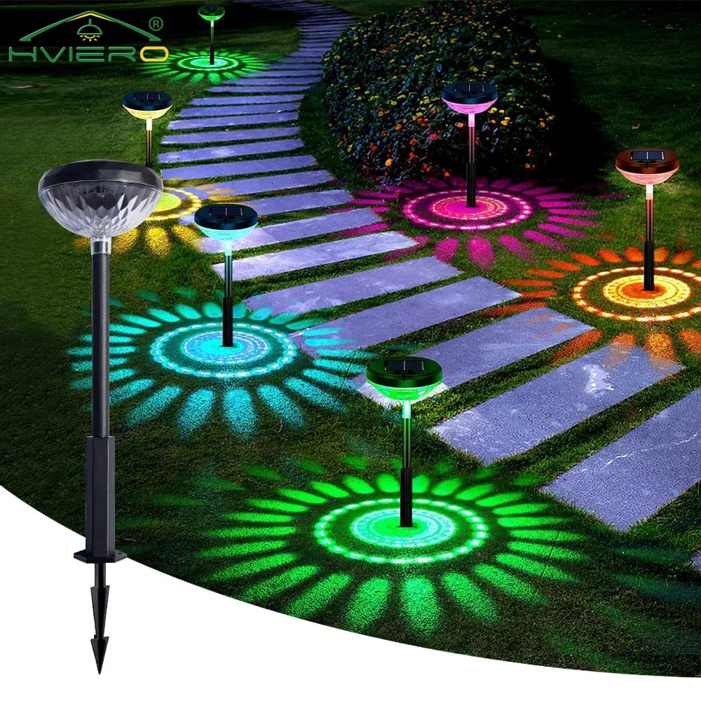 

Solar Lawn Lamp Shadow Ground Insertion Light Two-tone LED for Courtyard Garden IP65 Waterproof Night Decoration Household Villa