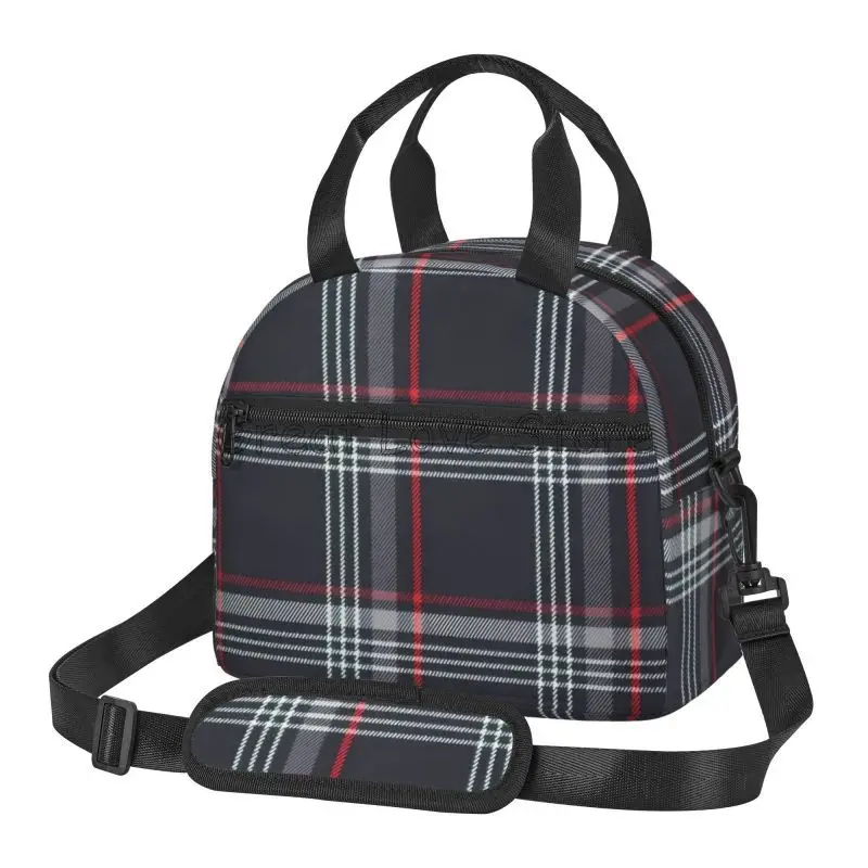 Custom GTI Tartan Insulated Lunch Bag Portable Thermal Lunch Box for Work Travel Reusable Bento Tote with Adjustable Shoulder