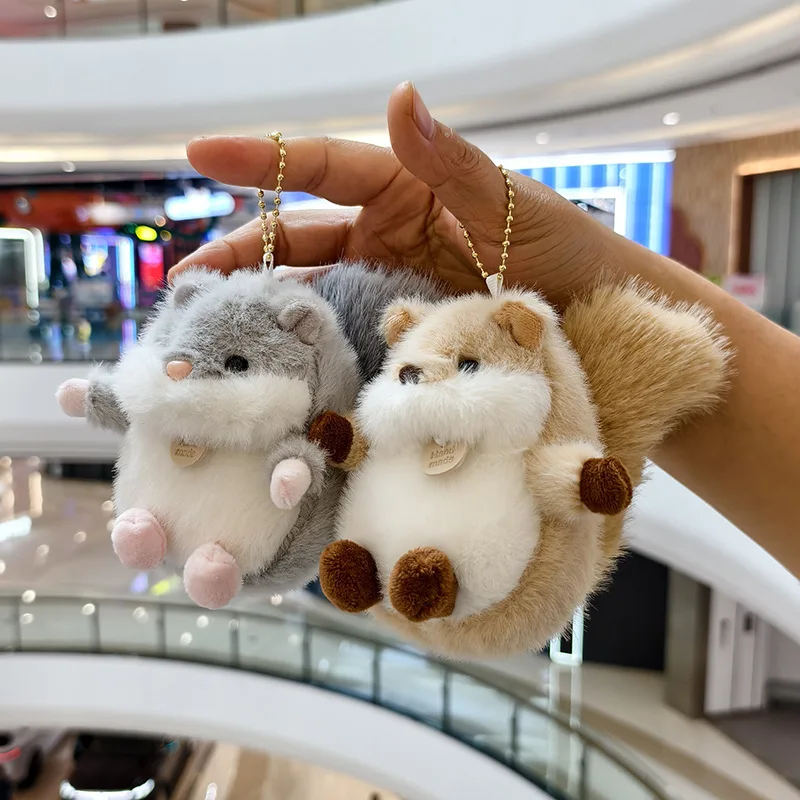 12cm Squirrel Plush Keychain Toy Pendant Squirrel Character Bag Decoration Girl Gift Soft Short Plush Material Animal Shape Doll