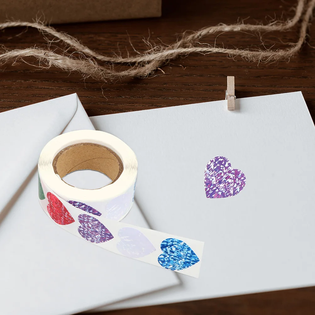 

1000 pcs 2 Rolls Heart Shape Stickers Creative Multipurpose Sealing Decals For Gift Packaging Wedding Decoration Envelope Labels