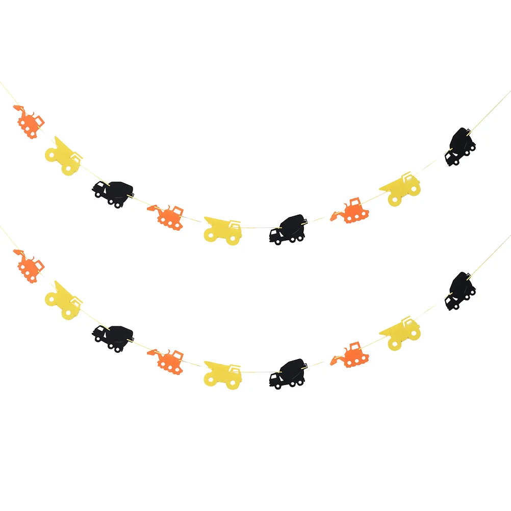 

2 Pcs Flower Garland Birthday Banner for Party Hanging Ornament The Child Pull Flag Decor