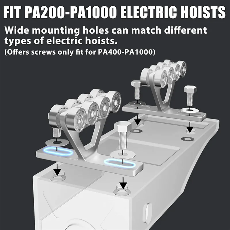 

A70P 4Pcs Hoist Trolley For PA200-1000 Electric Hoist, 8 Wheels Trolley Assembly For Unistrut 1-5/8Inch Strut Channels