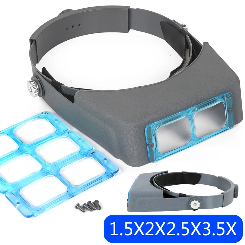 1.5X2X2.5X3.5X Professional Head Wearing Magnifier Optivisor Eye Loupe 4 Lens Magnifier For Watch Repair Jewelry Making Welding