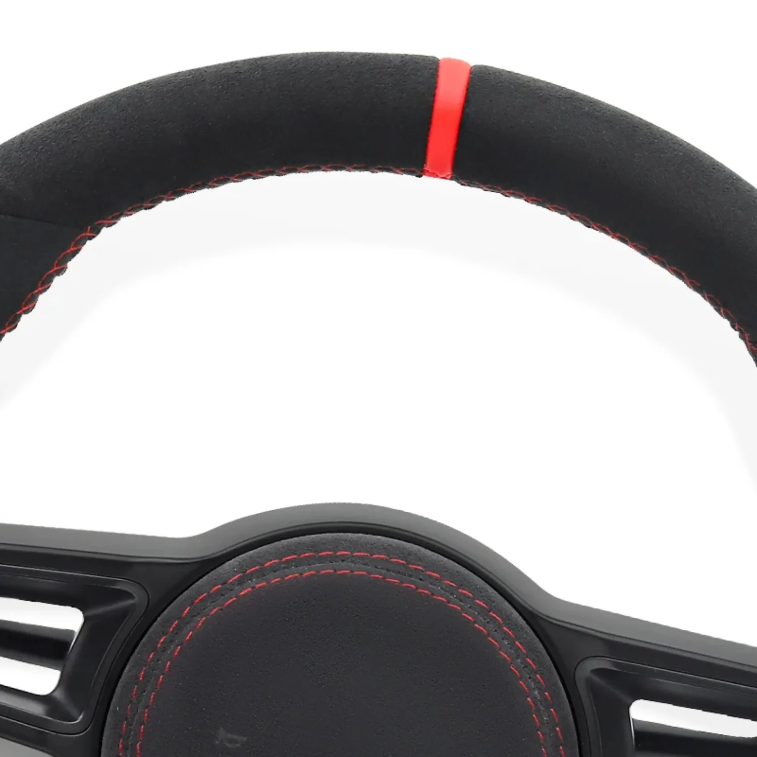 Forged Carbon Fiber Flat Bottom Sport Steering Wheel with Red Stitching, Auto Interior Modified Replacement Parts For Porsche 911 view 4