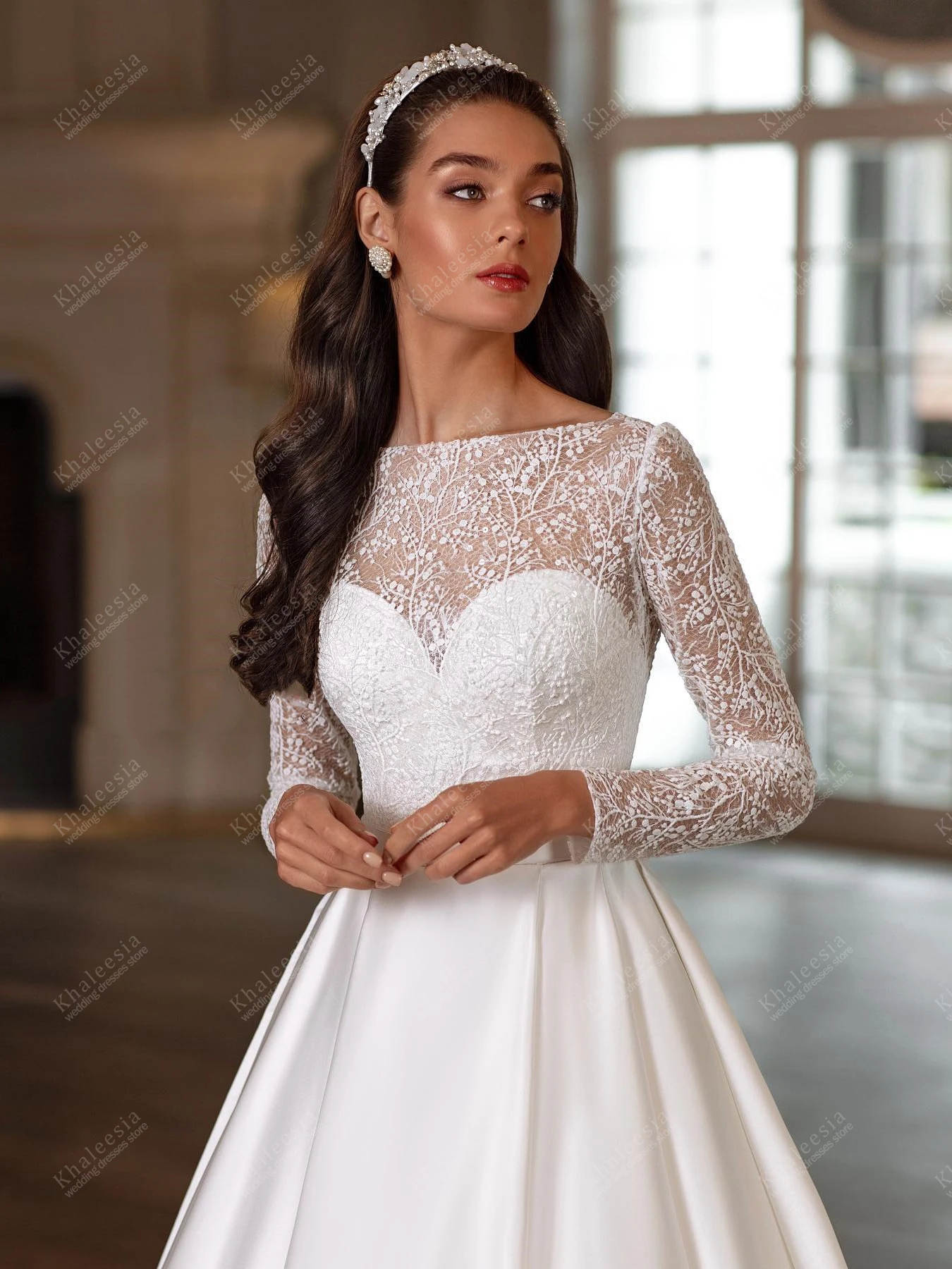 Vestidos De Novia clásicos, Vestidos De Novia elegantes, batas De satén, batas De manga larga para fiesta Formal, Vestidos De Novia personalizados 2025