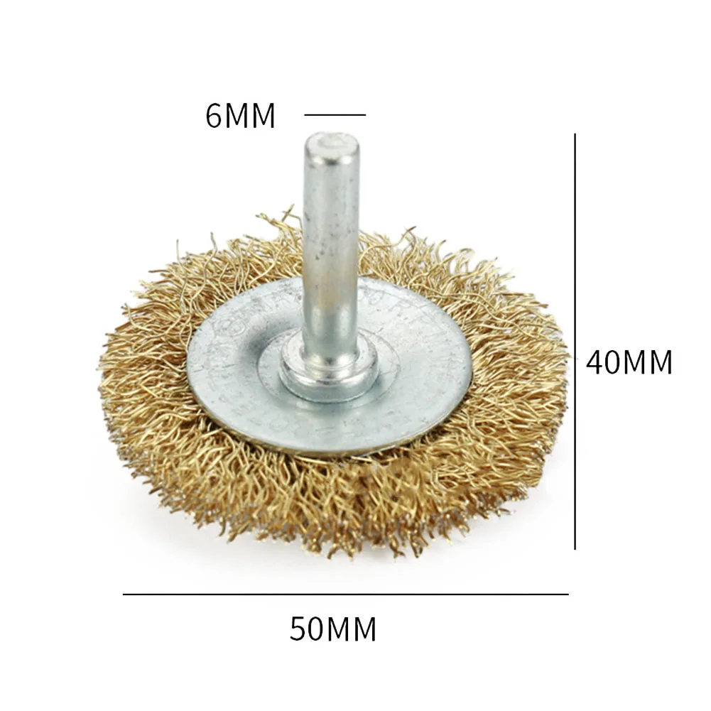 Spazzola per ruote in filo metallico efficace spazzola per ruote in filo metallico per la fabbricazione di metallo e pietra 6mm gambo placcatura in rame filo di diametro 03mm