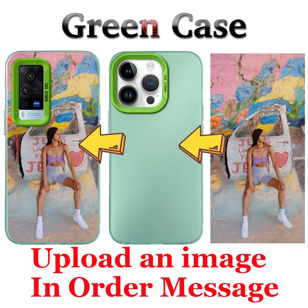 Exclusive Custom Green Matte Plating Phone Case for VIVO Y96 Y78 Y29 Y50 V25 Y19 Y16 5G DIY Cover Customized Design Name Photo