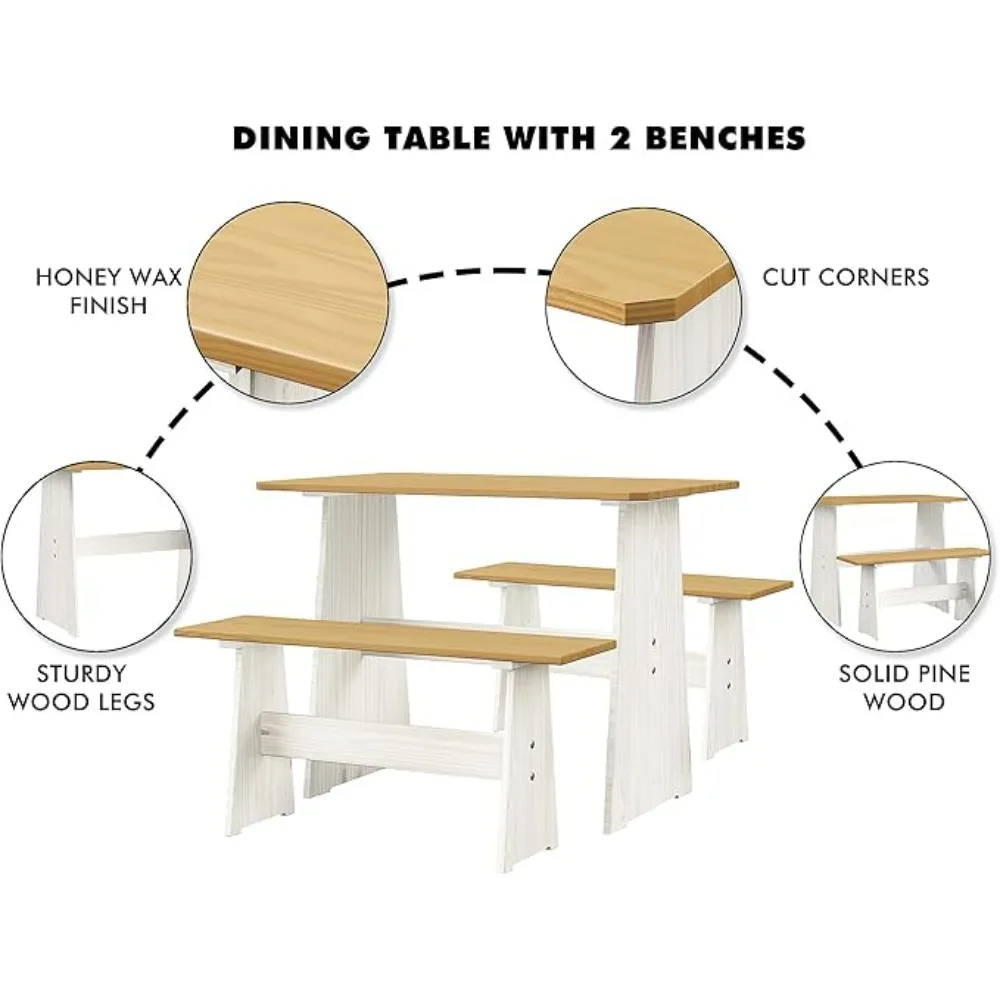 Chapman Natural/White Bench Dining, Breakfast Set