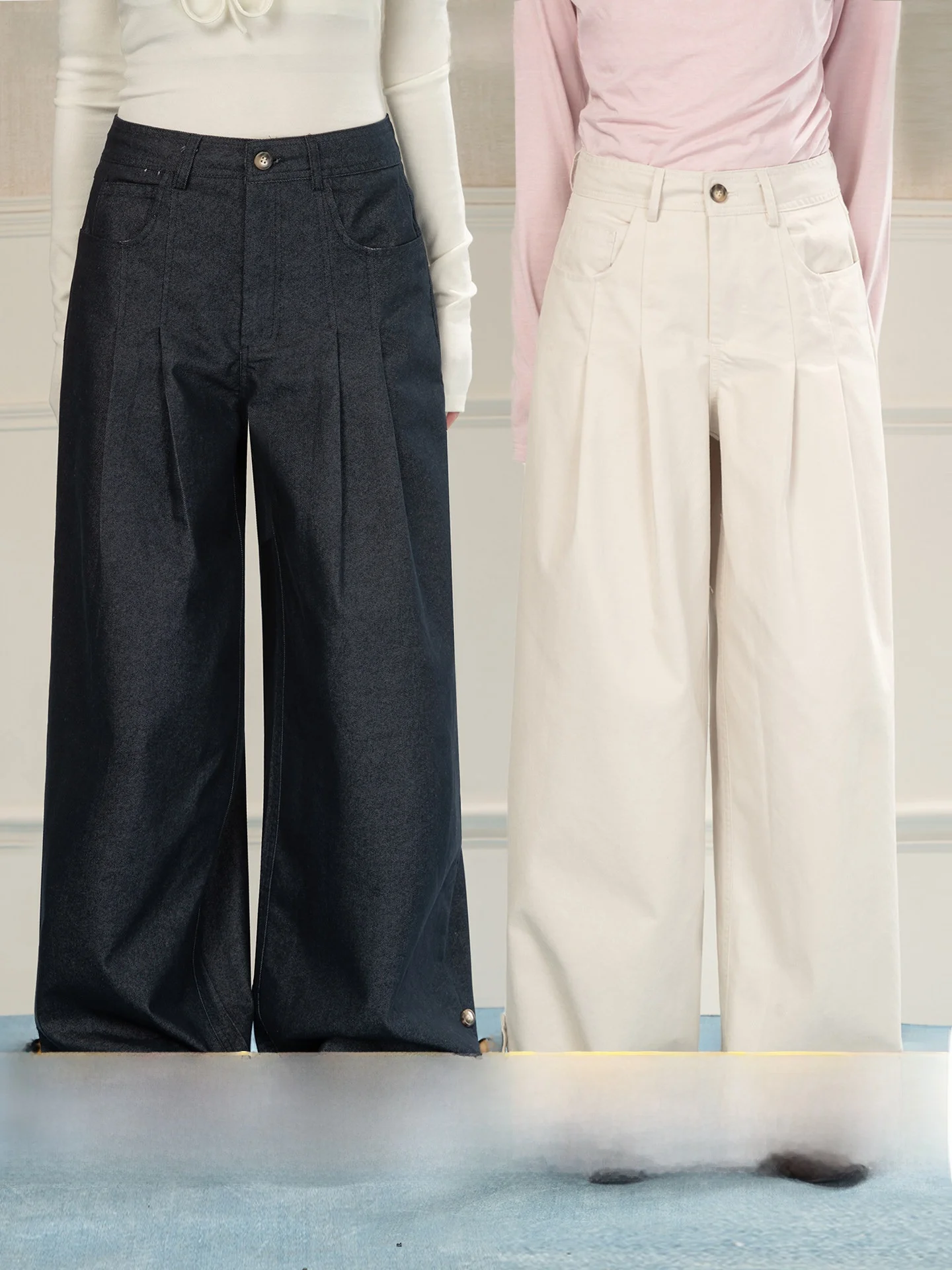 

Heynew American Retro High Waist Wide Leg Jeans Women Early Spring New Loose Versatile Ele Straight Tube Long Pants