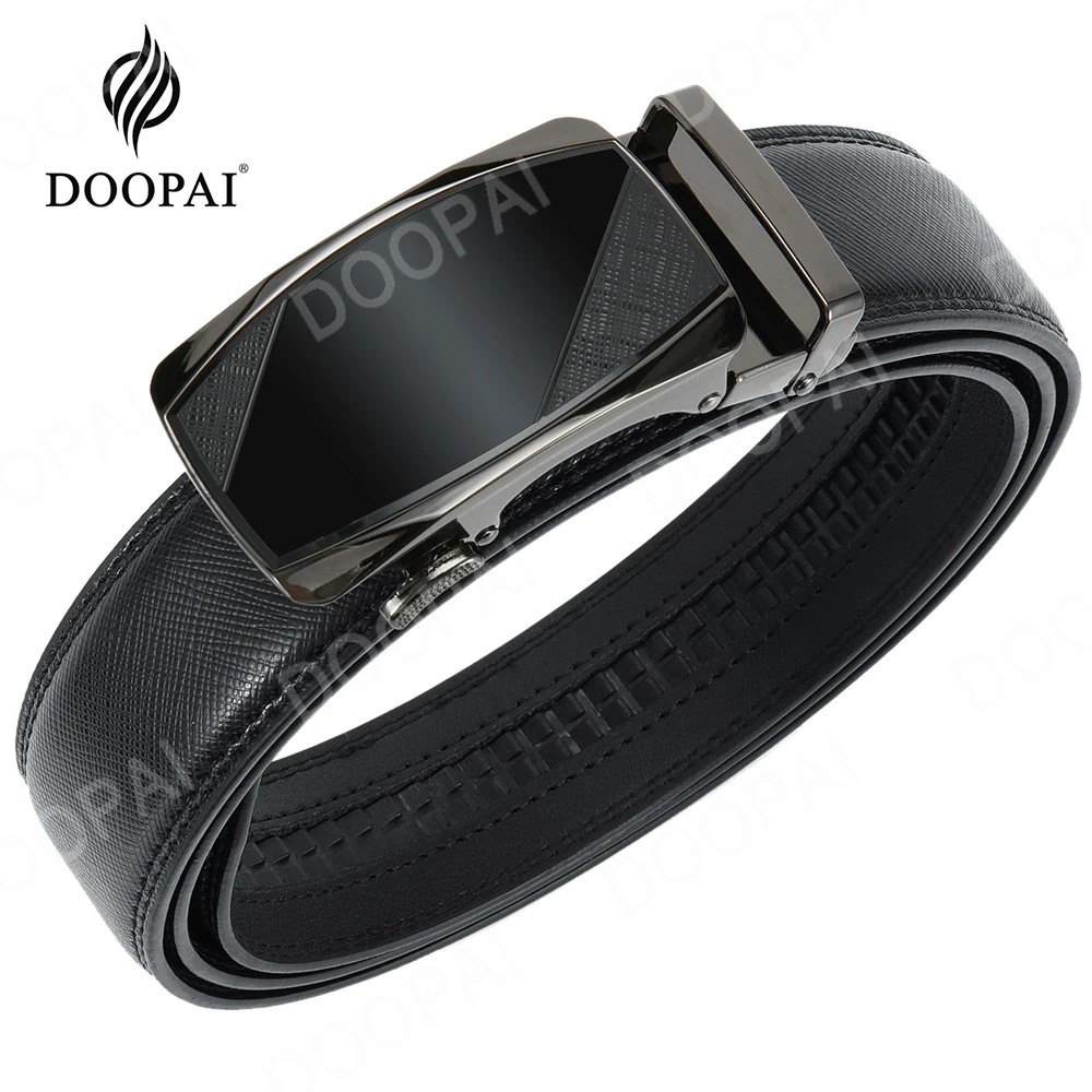 DOOPAI-Cinturón de cuero genuino para hombre, cinturones de cuero de diseñador de lujo, hebilla automática de Metal, alta calidad