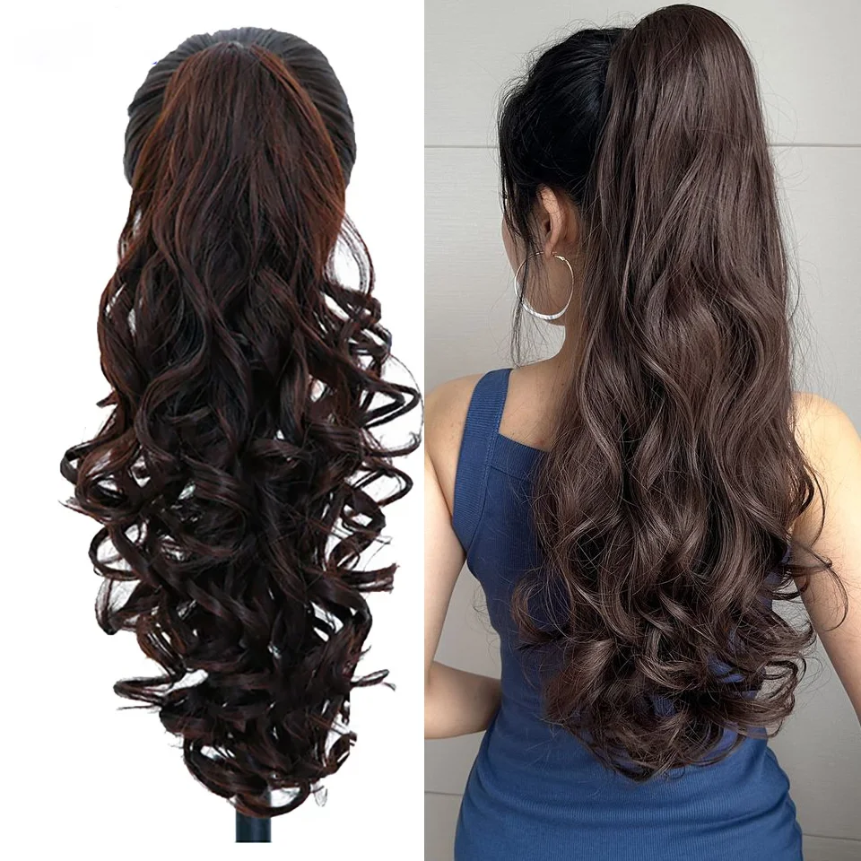 Coleta sintética ondulada corta para mujer, con Clip extensiones de cabello Ombre de garra, color negro y gris, uso diario, postizos falsos para fiesta