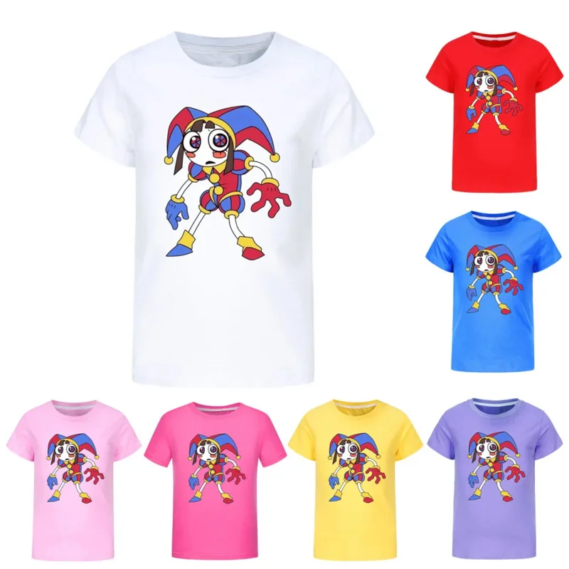 Mädchen Kleidung niedlichen digitalen Zirkus Pomni Cartoon Kinder lustige T-Shirts Baby Jungen T-Shirt Sommer Kurzarm Kinder Tops