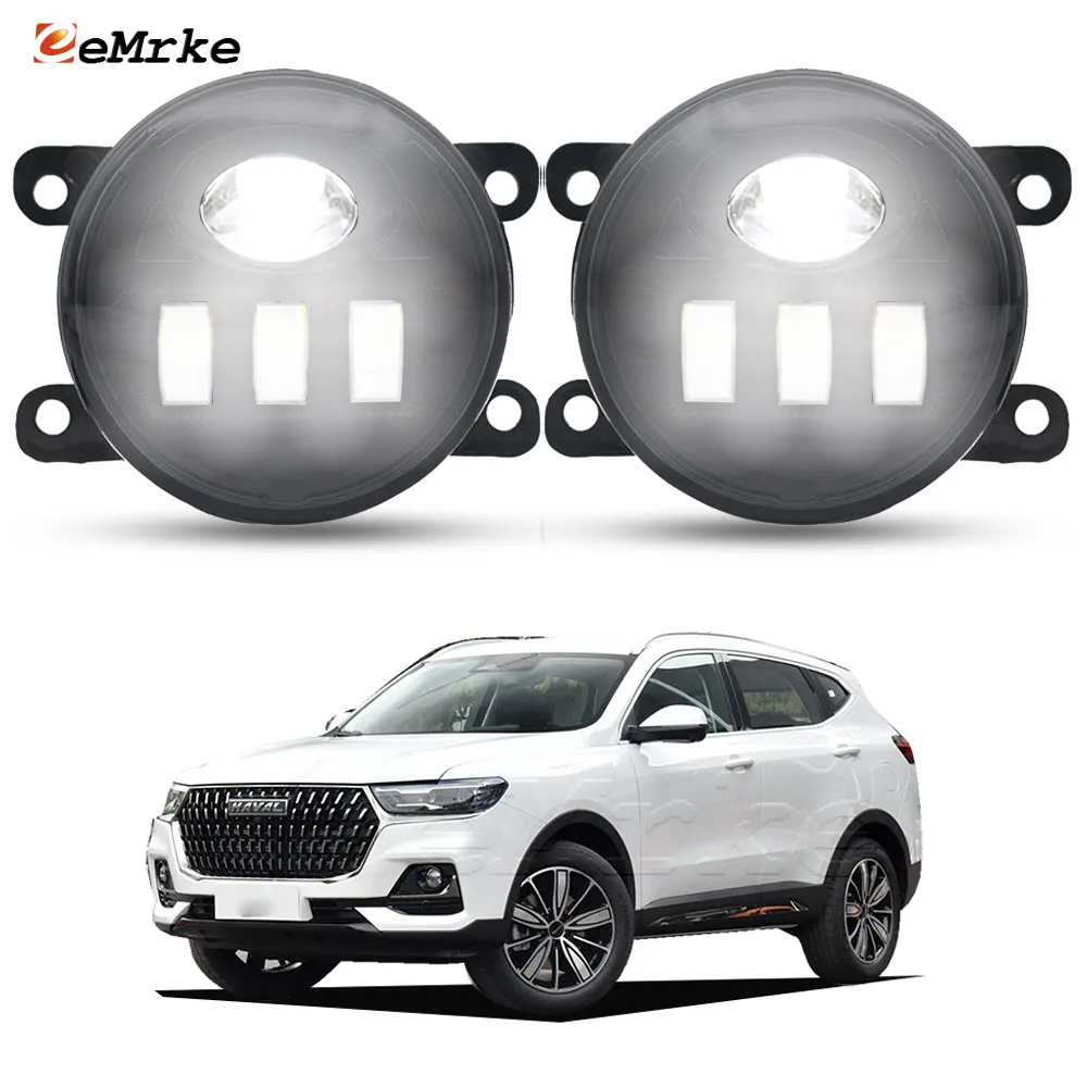 Upgrade Led Fog Lights Assembly Car PTF for GWM Haval H6 2021 2022 2023 with Clear Lens DRL Daytime Running Lamp 25Wx2 L & R