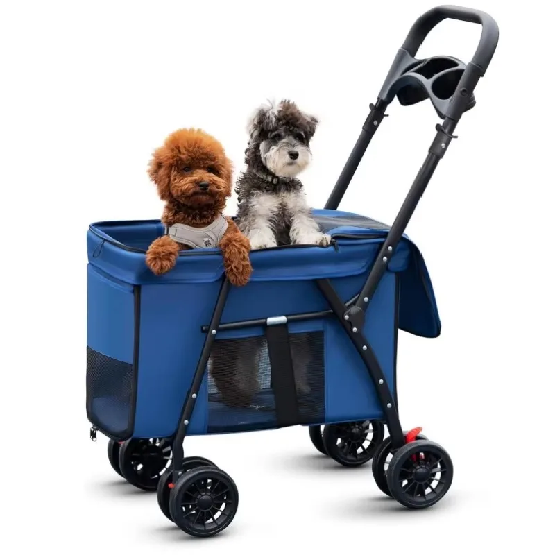 

Luxury Lightweight Fabric Pet Stroller for Small Medium Large Dogs Foldable Teddy Stroller Custom Detachable Wholesale Trolley