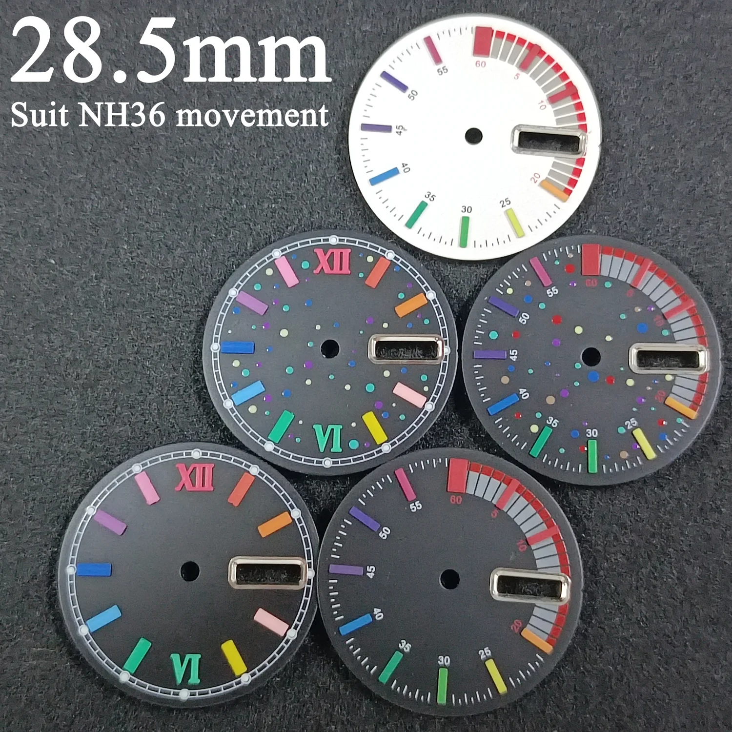 Asséptico Rainbow Watch Face Acessório, 28,5mm, NH36