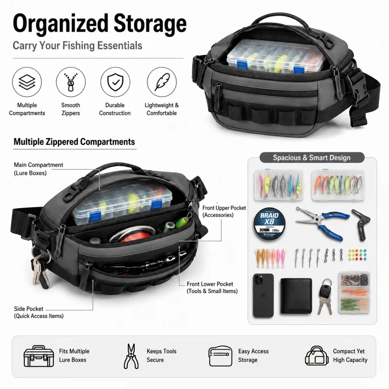 Bolsa multifuncional para cintura, bolsa de peito, bolsa transversal, kit de ferramentas