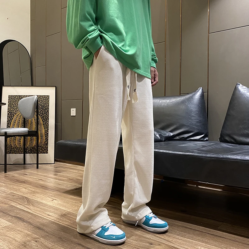 Corduroy Pants Mens Baggy Japanese Style Teens Harajuku Simple Casual Y2k Pant Streetwear Straight All-match Joggers Ins Chic