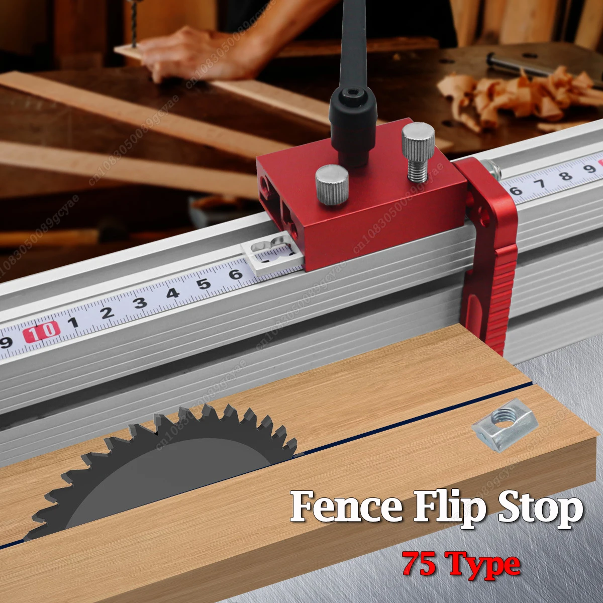 

Adjustable Fence Flip Stop - Miter Track Stop Alloy Steel T Slot Stop Accurate Length Limit Device Woodworking Tool