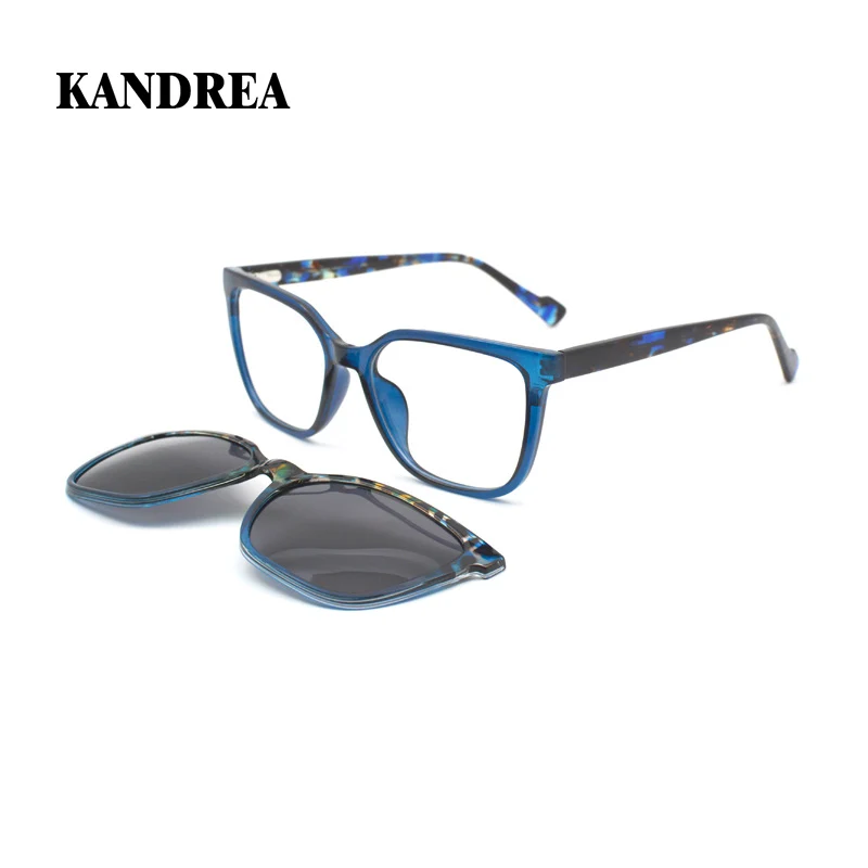 

KANDREA 2 In 1 Cateye Glasses Frame Women Fashion Magnetic Optical Popular Polarized Sunglasses Myopia Prescription Eyewear H802