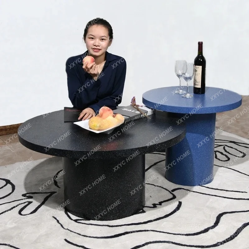 LLight luxury modern simple small round table terrazzo sofa edge several sizes combination