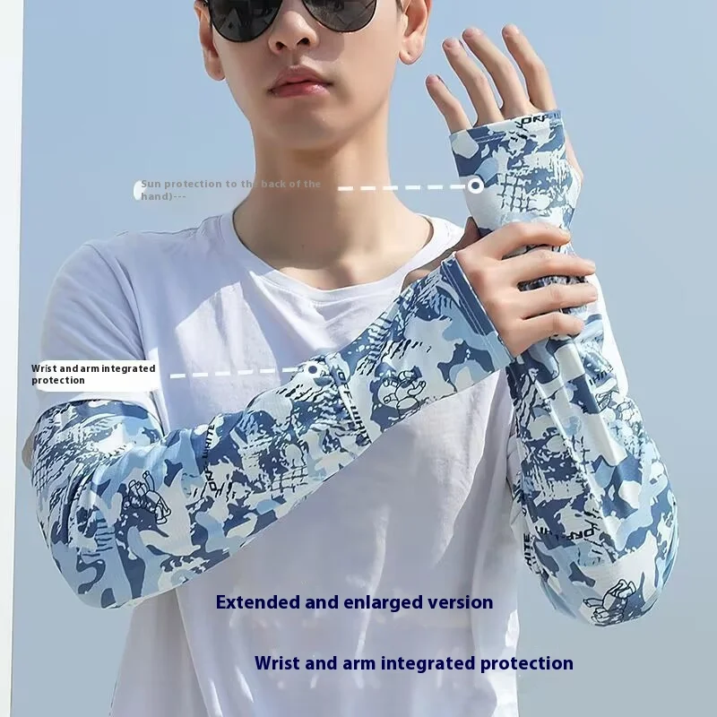 Mangas de brazo para hombre para deportes al aire libre ciclismo UPF 50+ protección UV refrigeración transpirable ajuste suelto manga larga verano