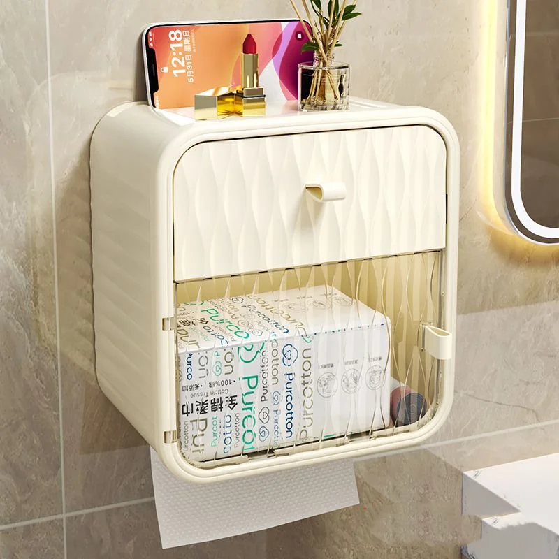 

Toilet Toilet Paper Box Wall Mounted Toilet Paper Storage Rack Tissue Box Non Punched Waterproof Toilet Paper Drawer Roll Paper