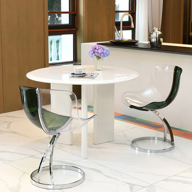 Furniture Nordic Transparent Acrylic Dining Chairs,Home Living Room Backrest    Chairs,Bedroom Desks,Stool,Makeup Stools