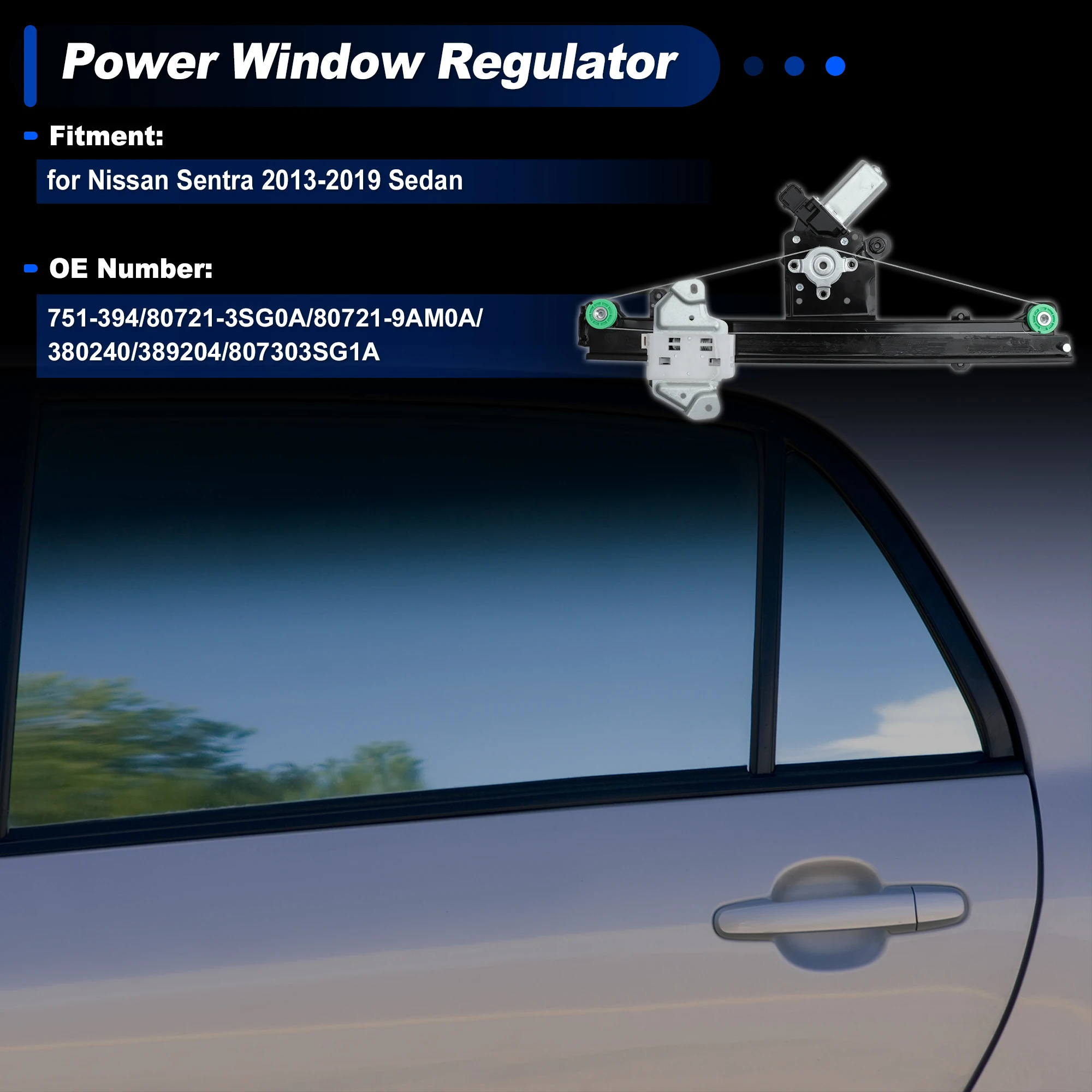 UXCELL Front Left Power Window Regulator with Motor for Nissan Sentra 13-19 No.751-394
